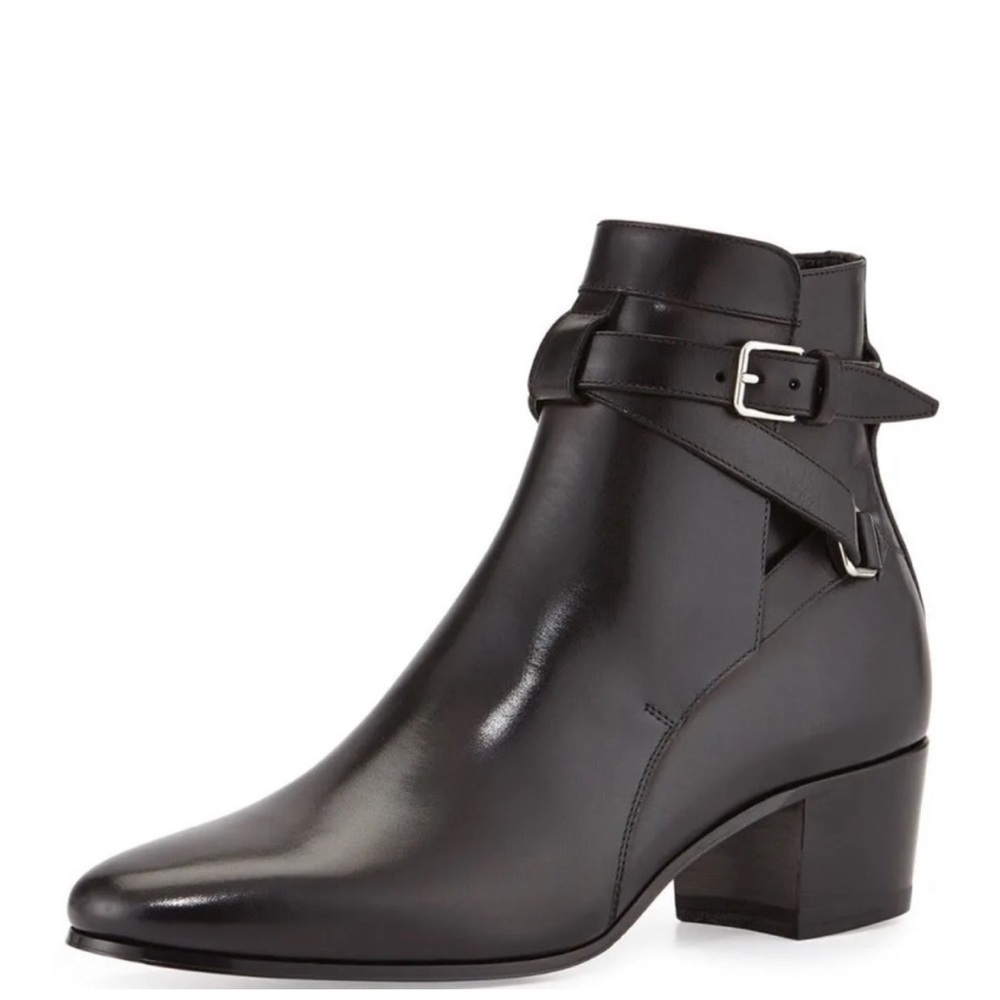 SAINT LAURENT Black calfskin leather Blake 40 jodhpur ankle boots 36.5